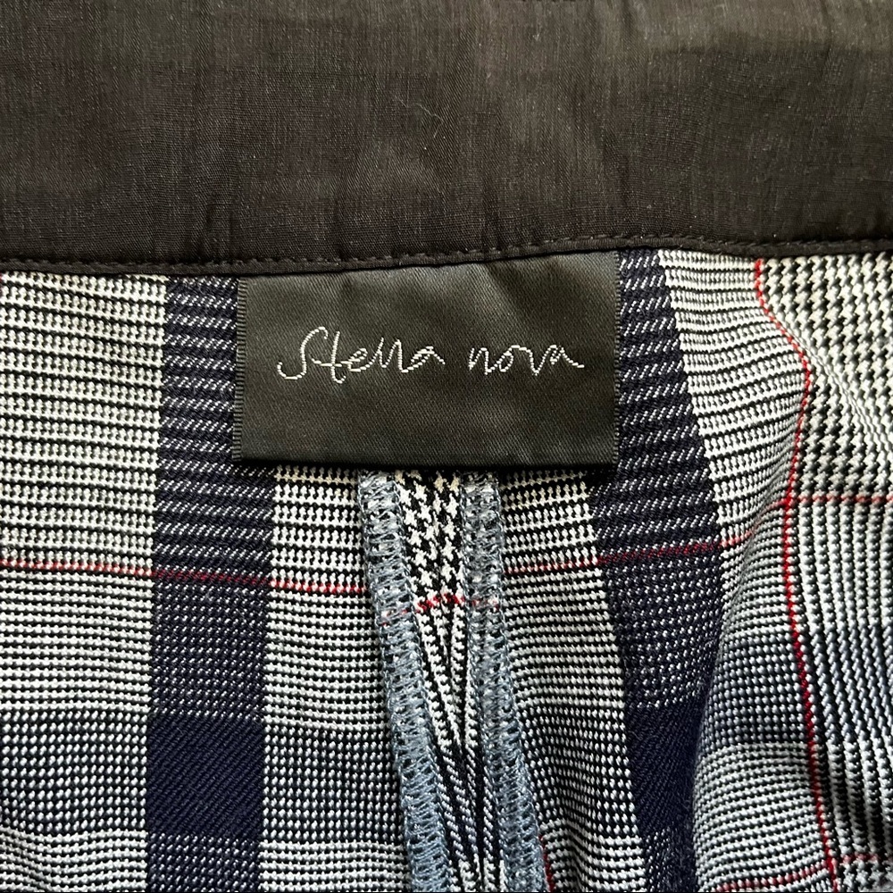 STELLA NOVA WOMENS NAVY PLAID WIDE LEG PANTS SIZE 36 or SMALL CONTEMPORARY - Picture 3 of 11